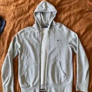 Fred Perry Grey/Gray Hoodie Jacket Sweat - Medium